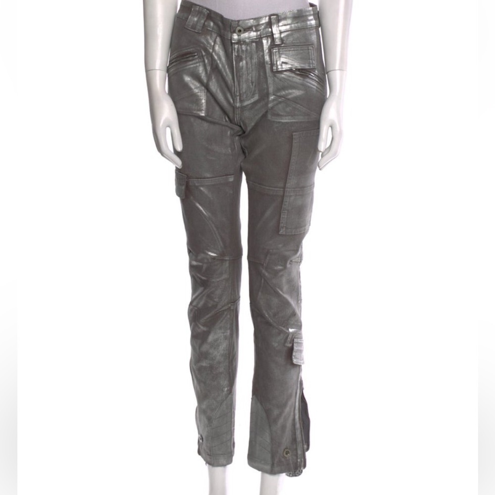 Ralph Lauren Metallic Silver moto cargo jeans
